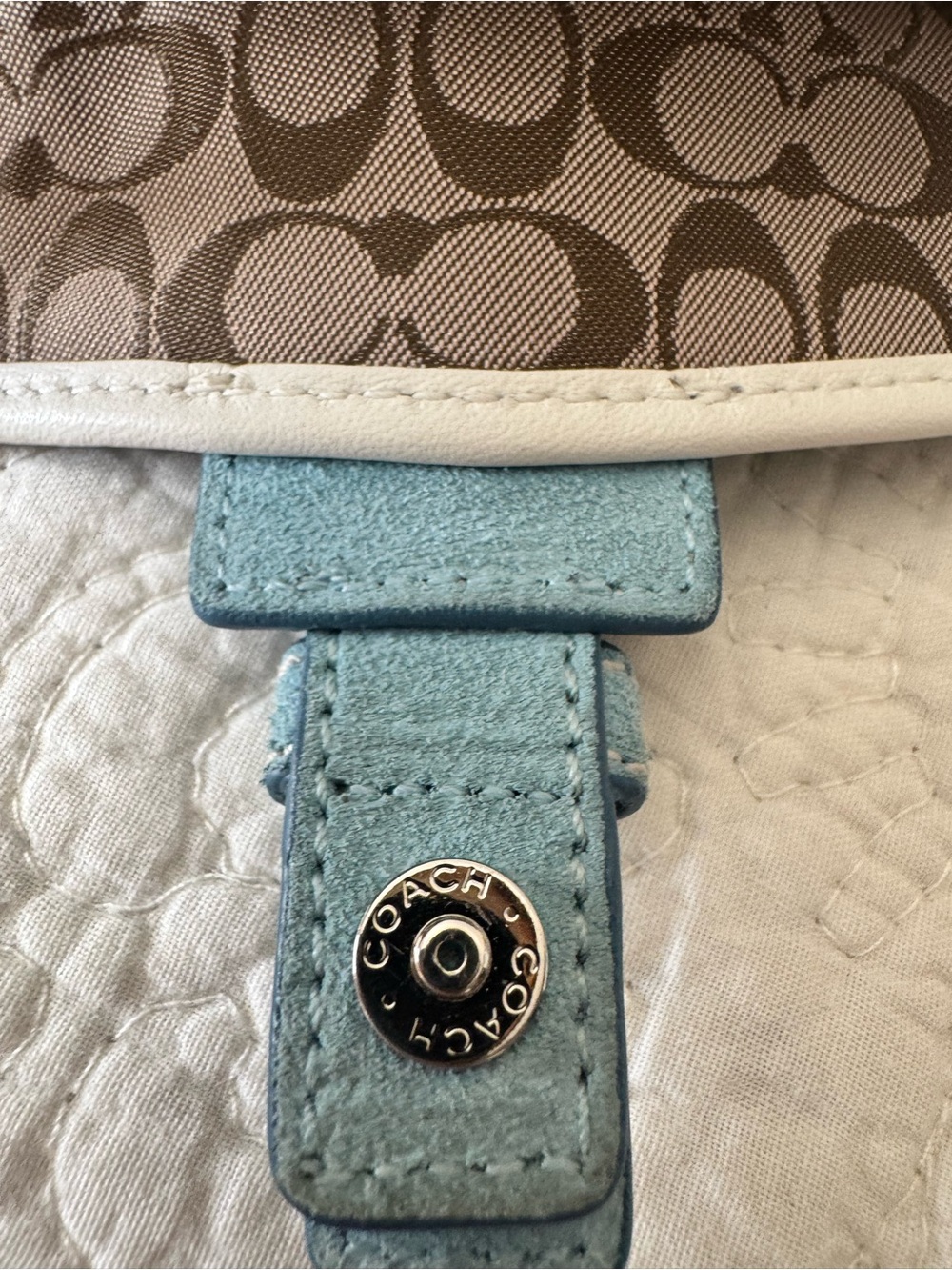 Coach Y2K Teal Suede Wristlet Clutch with Buckle Detail - Picture 7 of 11